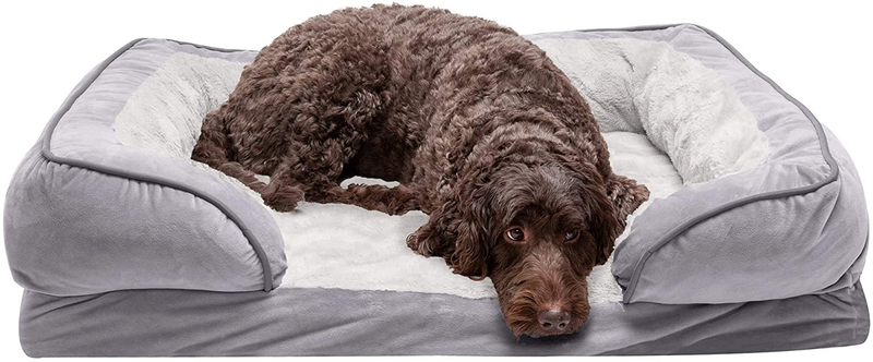 Furhaven Orthopedic, Cooling Gel, and Memory Foam Pet Beds for Small, Medium, and Large Dogs and Cats - Luxe Perfect Comfort Sofa Dog Bed, Performance Linen Sofa Dog Bed, and More Animals & Pet Supplies > Pet Supplies > Dog Supplies > Dog Beds Furhaven Velvet Waves Granite Gray Sofa Bed (Cooling Gel Foam) Large (Pack of 1)