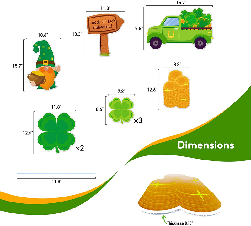 Seasonal Decor Yard Signs for St Patricks Day and beyond (Loads of Luck Delivered) St Patricks Day Decorations Outdoor Lawn Signs 16" 9Pcs with Loads of Shamrock, Medallion and Irish Gnome Signs Arts & Entertainment > Party & Celebration > Party Supplies Goodies & Cheers   