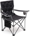 Sunnyfeel Oversized Camping Chair, Folding Camp Chairs for Adults Heavy Duty Big Tall People 500 LBS, XL Padded Portable Lawn Chair with Armrest Cup Holder & Pocket for Outdoor/Picnic/Beach Sporting Goods > Outdoor Recreation > Camping & Hiking > Camp Furniture SUNNYFEEL Black  