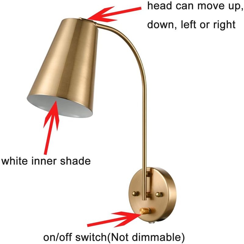 DANXU Modern Plug in Wall Sconce with Cord Set of 2 Gold Wall Light