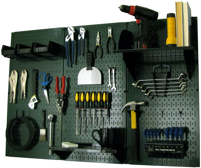 Pegboard Organizer Wall Control 4 ft. Metal Pegboard Standard Tool Storage Kit with Galvanized Toolboard and Black Accessories Hardware > Hardware Accessories > Tool Storage & Organization Wall Control Green Pegboard with Black Accessories Storage 
