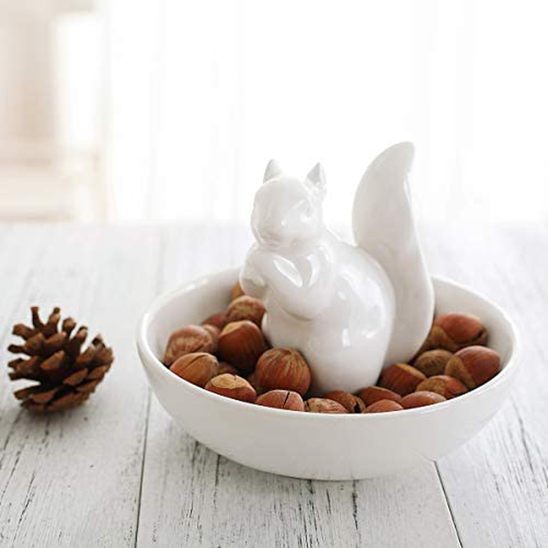 LA JOLIE MUSE Nut Bowl Snack Serving Dish - Ceramic Squirrel Candy Dish for Pistachio Peanuts, Home Decorations Gifts Home & Garden > Decor > Seasonal & Holiday Decorations& Garden > Decor > Seasonal & Holiday Decorations LA JOLIE MUSE   