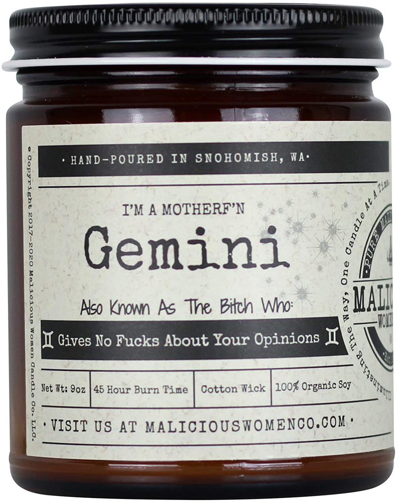Malicious Women Candle Co - Virgo The Zodiac Bitch - Can Do It on Her Own…Neatly, Take A Hike (Wildflower, Cedar, Moss), All-Natural Soy Candle, 9 oz Home & Garden > Decor > Home Fragrances > Candles MALICIOUS WOMEN CANDLE CO. INFUSED WITHSASS Gemini  