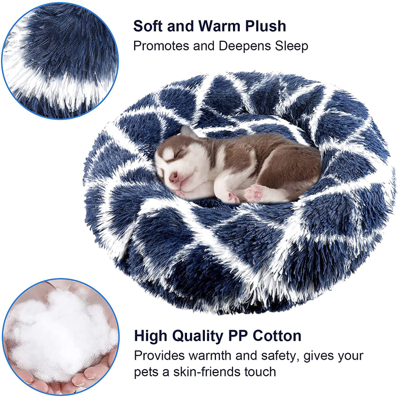 FOYOPET Calming Cat Bed for Indoor Cats, 23.6" Donut round Dog Bed for Small Dogs up to 25Lbs, Anti-Anxiety Self-Warming Cozy Soft Plush Pet Beds, Washable Puppy Sofa Bed with Removable Inner Cushion Animals & Pet Supplies > Pet Supplies > Cat Supplies > Cat Beds FOYOPET   