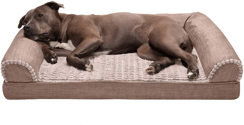 Furhaven Orthopedic, Cooling Gel, and Memory Foam Pet Beds for Small, Medium, and Large Dogs and Cats - Luxe Perfect Comfort Sofa Dog Bed, Performance Linen Sofa Dog Bed, and More Animals & Pet Supplies > Pet Supplies > Dog Supplies > Dog Beds Furhaven Faux Fur & Linen Woodsmoke Sofa Bed (Egg Crate Orthopedic Foam) Large (Pack of 1)