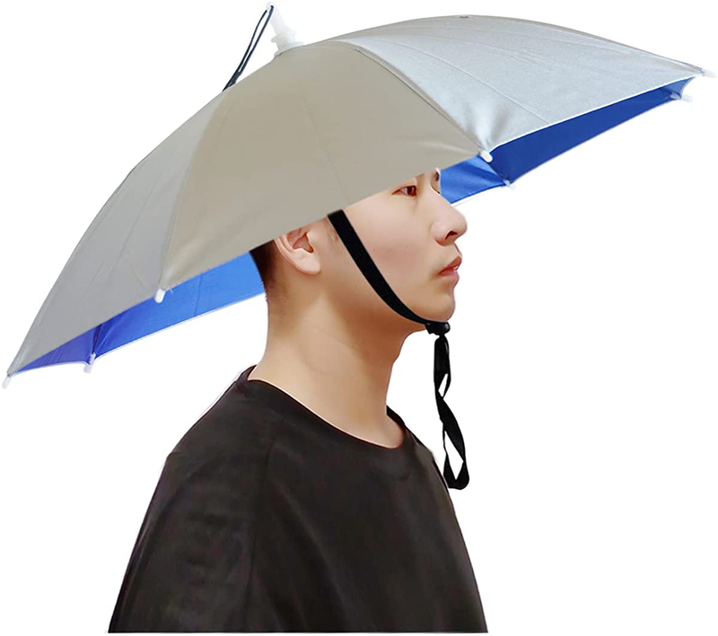 Qukipet Umbrella Hat, 25 inch Fishing Umbrella Cap for Adults and Kids, Hands Free Umbrella Elastic Folding Compact UV&Rain Protection Headwear for Fishing Golf Gardening Outdoor Home & Garden > Lawn & Garden > Outdoor Living > Outdoor Umbrella & Sunshade Accessories Qukipet Silver  