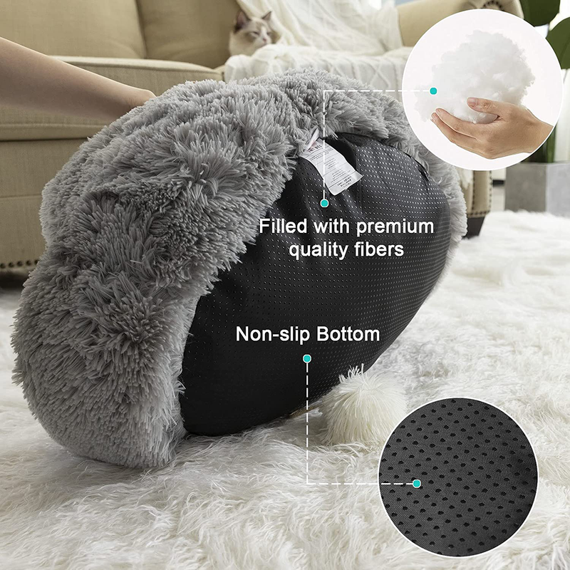 Tail Stories Cat Bed for Indoor Cats, Calming Dog Bed for Small Dogs, anti Anxiety Dog Bed Soft Fluffy Warm Luxury Cat & Dog Bed, Anti-Slip & Water-Resistant Bottom, Joint-Relief and Sleep Improvement ​Pet Bed