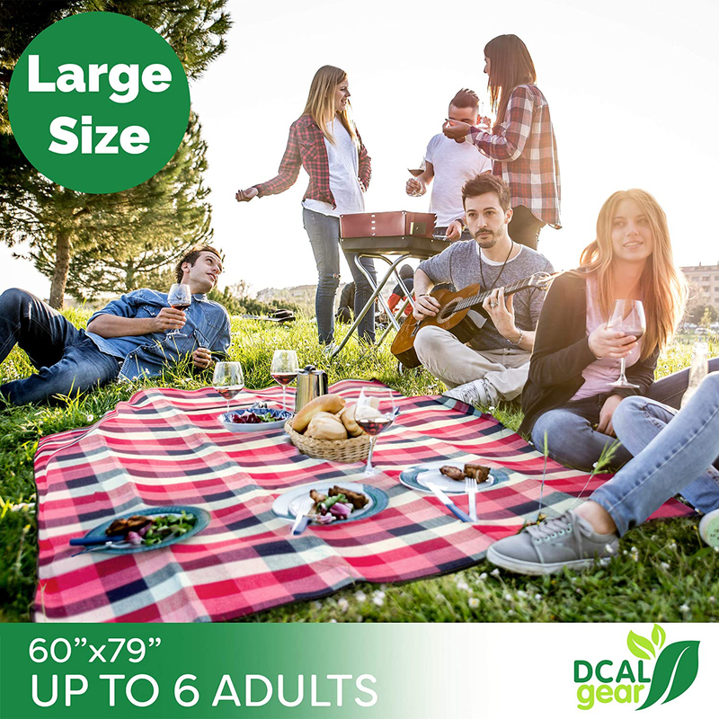 DCAL Gear Picnic Blanket - Extra Large, Outdoor, Foldable Mat with Waterproof Backing for Family Fun, Concerts, Beach, Park (Red/Blue Plaid) Home & Garden > Lawn & Garden > Outdoor Living > Outdoor Blankets > Picnic Blankets DCAL Trading   