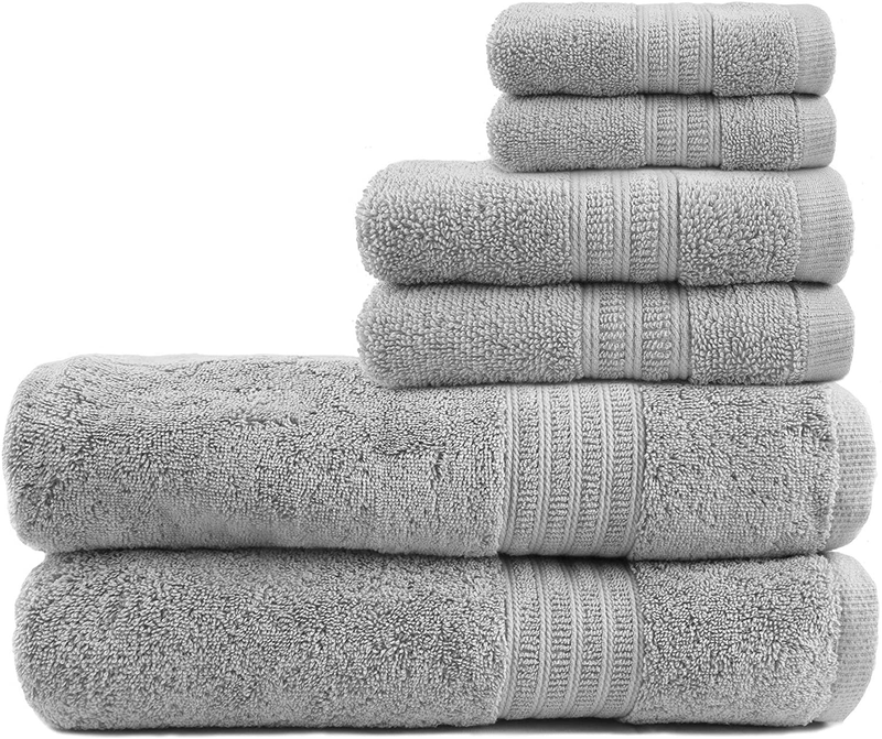 TRIDENT Soft and Plush, 100% Cotton, Highly Absorbent, Bathroom Towels, Super Soft, 6 Piece Towel Set (2 Bath Towels, 2 Hand Towels, 2 Washcloths), 500 GSM, Charcoal Home & Garden > Linens & Bedding > Towels TRIDENT Grey  