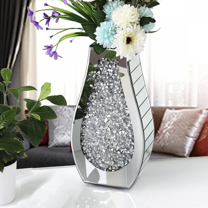 Flower Vase Crushed Diamond Mirrored Vase Crystal Silver Glass Decorative Mirror Vase Large Size Luxury for Home Decor. Arc-Shaped Thickened. Can’t Hold Water. Home & Garden > Decor > Vases ALLARTONLY   