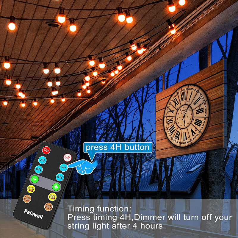 Outdoor Dimmer, 350W Dimmer for Outdoor String Lights,100FT Remote Control Dimmer Switch Lights Timer, Brightness Dimming for Led or Incandescent String Lights,IP65 Waterproof,Memory Function
