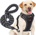 tobeDRI No Pull Dog Harness Adjustable Reflective Oxford Easy Control Medium Large Dog Harness with A Free Heavy Duty 5ft Dog Leash (S (Neck: 13"-18", Chest: 17.5"-22"), Blue Harness+Leash) Animals & Pet Supplies > Pet Supplies > Dog Supplies tobeDRI Black harness+leash L (Chest: 25.5"-31") 