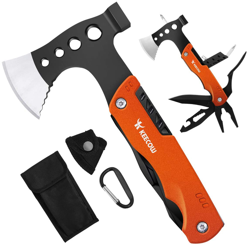 KEECOW 14-In-1 Multitool Axe & Hammer, Camping Gear, Gift for Men,Dad, Husband, Boyfriend (Orange) Sporting Goods > Outdoor Recreation > Camping & Hiking > Camping Tools KEECOW   