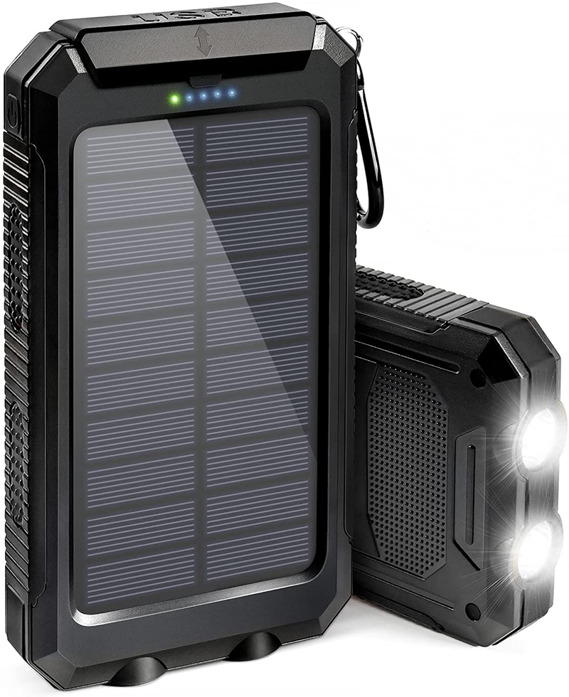 Solar Charger 20000Mah, Suscell Portable Solar Power Bank for Cell Phone, Dual 5V/2.1A USB Ports Output, 2 Led Flashlight, Perfect for Outdoor Activities, Compatible with Smartphones and Other Devices Sporting Goods > Outdoor Recreation > Camping & Hiking > Tent Accessories Suscell Black-20,000mAh  