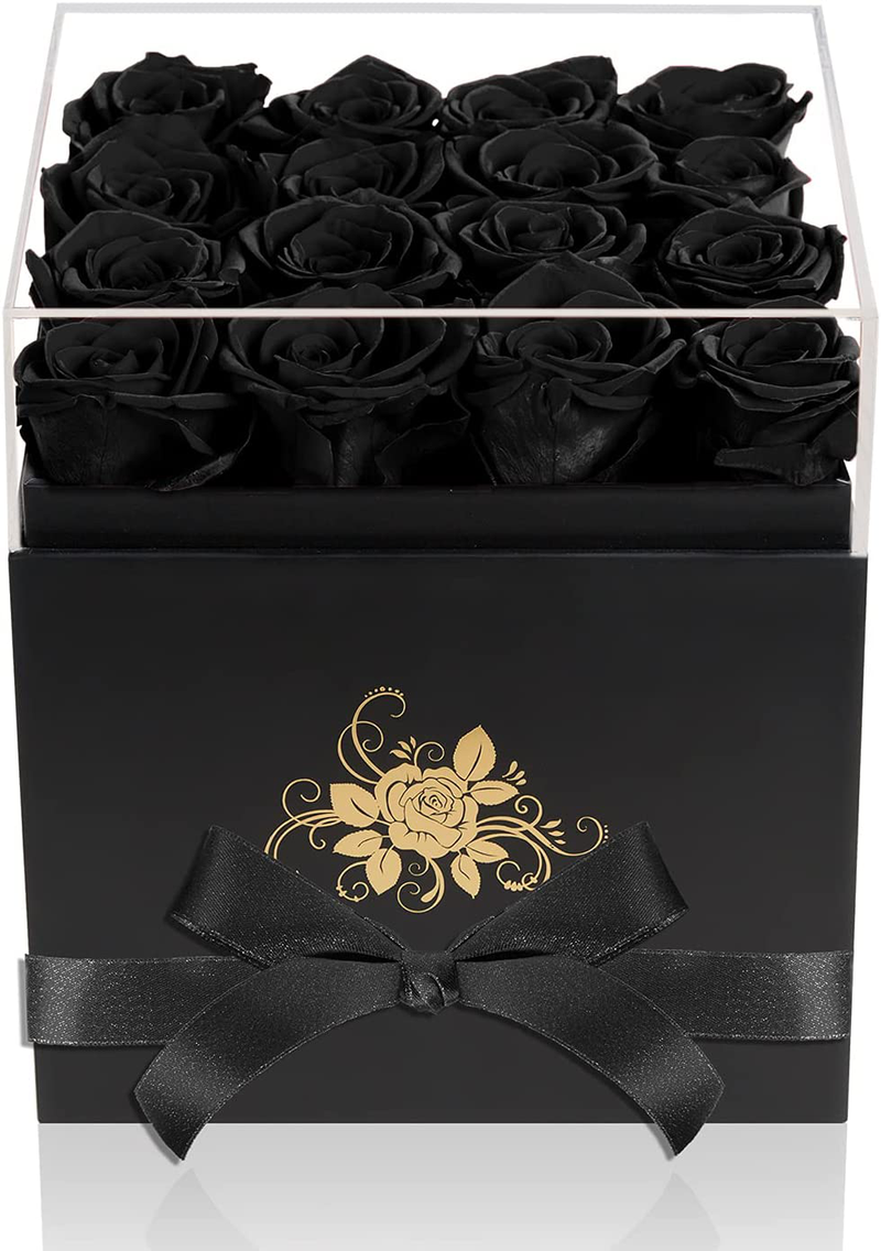 Perfectione Roses Luxury Preserved Roses in a Box, Red Real Roses Valentines Day Gifts for Her, Birthday Gifts for Women, for Wife Home & Garden > Decor > Seasonal & Holiday Decorations Perfectione Roses Black  