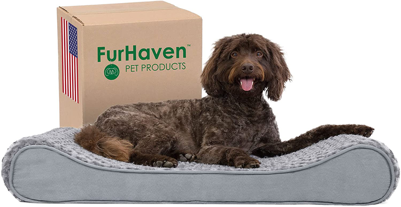 Furhaven Orthopedic, Cooling Gel, and Memory Foam Pet Beds for Small, Medium, and Large Dogs - Ergonomic Contour Luxe Lounger Dog Bed Mattress and More Animals & Pet Supplies > Pet Supplies > Dog Supplies > Dog Beds Furhaven Pet Products, Inc Ultra Plush Gray Contour Bed (Orthopedic Foam) Large (Pack of 1)