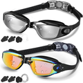 COOLOO Swim Goggles Men, 2 Pack Swimming Goggles for Women Kids Adult Anti-Fog Sporting Goods > Outdoor Recreation > Boating & Water Sports > Swimming > Swim Goggles & Masks COOLOO E.sliver&orange  
