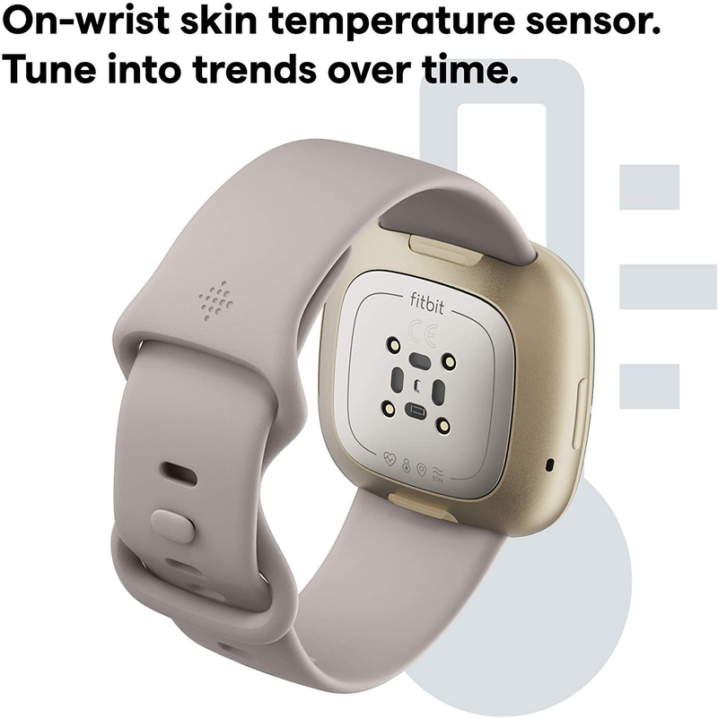 Fitbit Sense Advanced Smartwatch with Tools for Heart Health, Stress Management & Skin Temperature Trends, White/Gold, One Size (S & L Bands Included) Apparel & Accessories > Jewelry > Watches Fitbit   