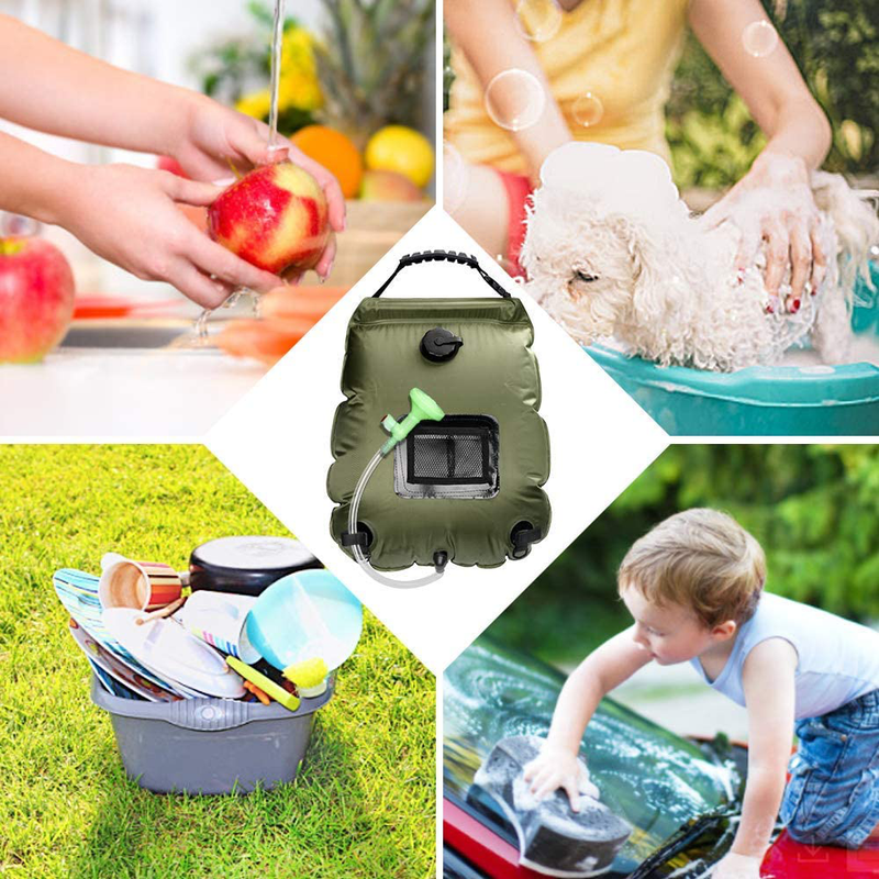 KIPIDA Solar Shower Bag,5 Gallons/20L Solar Heating Camping Shower Bag with Removable Hose and On-Off Switchable Shower Head for Camping Beach Swimming Outdoor Traveling Hiking Sporting Goods > Outdoor Recreation > Camping & Hiking > Tent Accessories KIPIDA   