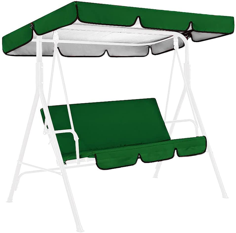 Hzemci Patio Swing Canopy Replacement Cushions & Cover, Swing Canopy Cover Set for 3 Seater, Swing Replacement Canopy and Chair Cover, Garden Seater Sun Shade Porch Swing Replacement Cushions Home & Garden > Lawn & Garden > Outdoor Living > Porch Swings Hzemci Dark Green  