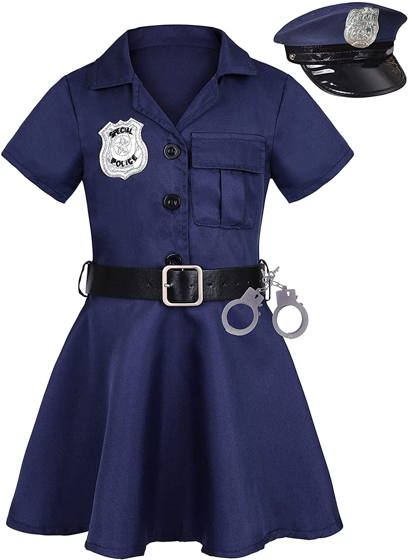Getyothtop Girls Police Officer Costume Halloween Cosplay Costume Apparel & Accessories > Costumes & Accessories > Costumes Getyothtop 3-4T  
