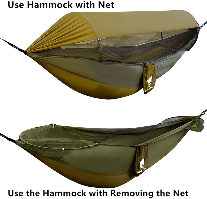 GEERTOP Camping Hammock with Net Portable 1 - 2 Person Pop Up Lightweight Hammocks with Tree Straps Carabiners for Outdoor Backpacking Backyard Hiking(Green) Home & Garden > Lawn & Garden > Outdoor Living > Hammocks HIKPEED   