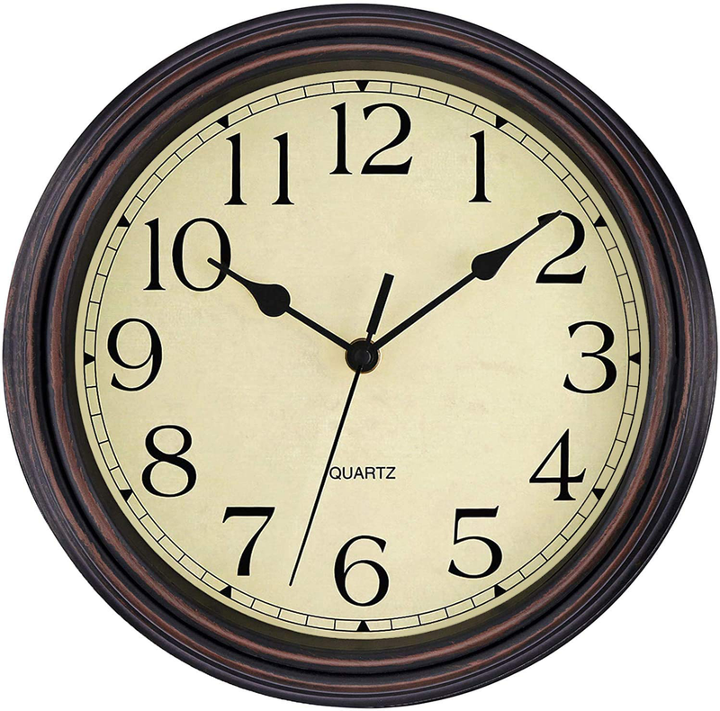 Foxtop Retro Silent Non-Ticking Round Classic Clock Quartz Decorative Battery Operated Wall Clock for Living Room Kitchen Home Office 12 inch (Bronze) Home & Garden > Decor > Clocks > Wall Clocks Foxtop Bronze 12 inch 