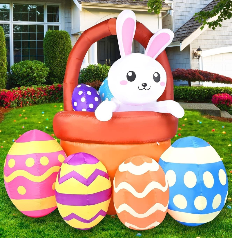 Easter Inflatables 5Ft Inflatable Bunny Easter Decorations Outdoor Easter Bunny Decorations Built-In LED Lights with Tethers, Easter Yard Decorations, Easter Lawn Decorations Home & Garden > Decor > Seasonal & Holiday Decorations HOLILLUMA   