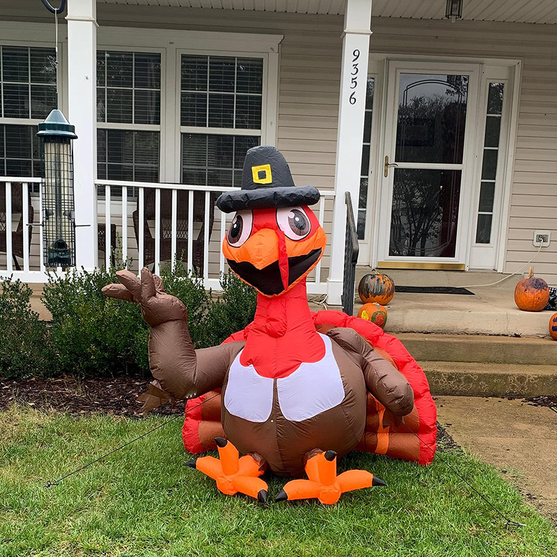 GOOSH 6 FT Thanksgiving Inflatables Outdoor Turkey with Pilgrim Hat, Blow Up Yard Decoration Clearance with LED Lights Built-in for Holiday/Christmas/Party/Yard/Garden Home & Garden > Decor > Seasonal & Holiday Decorations& Garden > Decor > Seasonal & Holiday Decorations GOOSH   