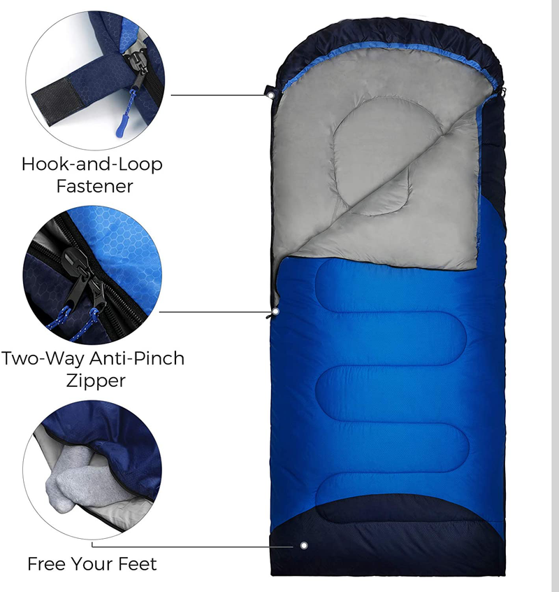 SONGMICS Camping Sleeping Bag for Adults Teens, Backpacking Hiking Traveling, Warm and Cold Weather 3 Seasons, Compact Lightweight Waterproof, Indoor and Outdoor, with Compression Sack Sporting Goods > Outdoor Recreation > Camping & Hiking > Sleeping Bags SONGMICS   