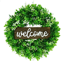 Homebelle Welcome Sign with Boxwood Wreaths Front Door Porch Decor, 18Inch Welcome Wreath with Wooden Sign, Artificial Green Leaves Wreath Greenery Wreath for Front Door Window Home Decoration Home & Garden > Decor > Seasonal & Holiday Decorations HomeBelle 18'' With White Flowers and Welcome Sign  