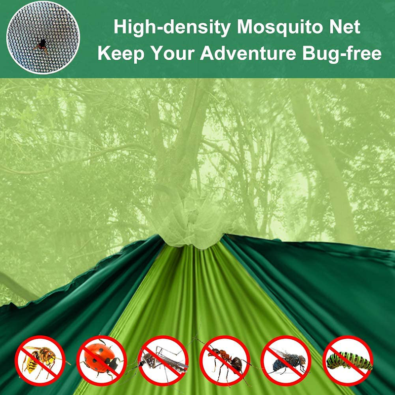 Hieha Camping Hammock with Mosquito Net, Portable Double/Single Travel Hammock w/Bug Insect Netting, Tree Straps & Carabiners for Outdoor Camping, Lightweight Tree Hammocks Home & Garden > Lawn & Garden > Outdoor Living > Hammocks Hieha   