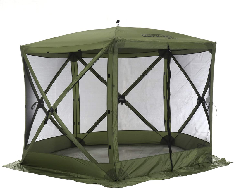 CLAM Quick-Set Escape 11.5 x 11.5 Foot Portable Pop-Up Outdoor Camping Gazebo Screen Tent 6 Sided Canopy Shelter with Ground Stakes & Carry Bag, Green Home & Garden > Lawn & Garden > Outdoor Living > Outdoor Structures > Canopies & Gazebos CLAM Green Medium 