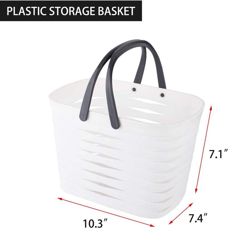 Jiatua Plastic Storage Basket with Handles, Shower Caddy Tote Portable Storage Bins for Bathroom,Bedroom, White Sporting Goods > Outdoor Recreation > Camping & Hiking > Portable Toilets & Showers JiatuA   