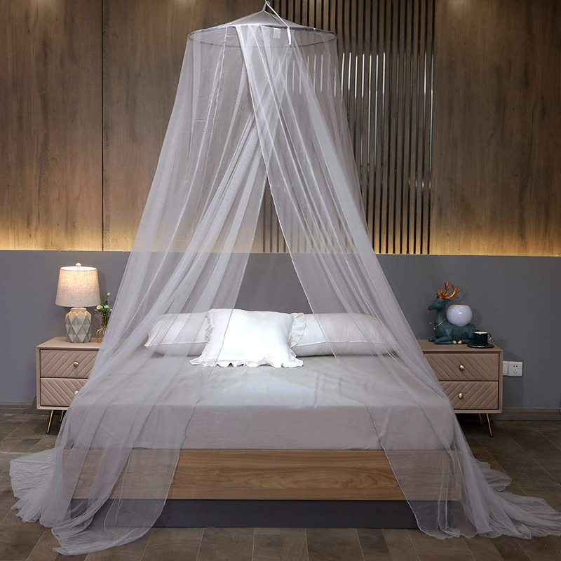 Mengersi Mosquito Net Bed Canopy Black,Large Bed Hanging Curtains from Ceiling Bed Mesh Fit for Twin,Full,Queen,King Size Bed,Quick Easy Installation-Garden,Camping,Travel,Bedroom Accessories Sporting Goods > Outdoor Recreation > Camping & Hiking > Mosquito Nets & Insect Screens Mengersi Grey  