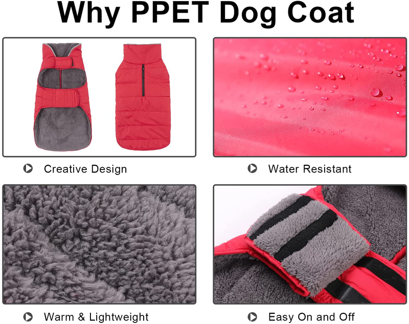 PPET Dog Cold Weather Coats Waterproof Windproof Winter Dog Jacket,Thick Padded Warm Coat Vest Blue Snowsuit Warm Dog Apparel for Small Medium Large Dogs with Furry Collar Animals & Pet Supplies > Pet Supplies > Dog Supplies > Dog Apparel PPET   