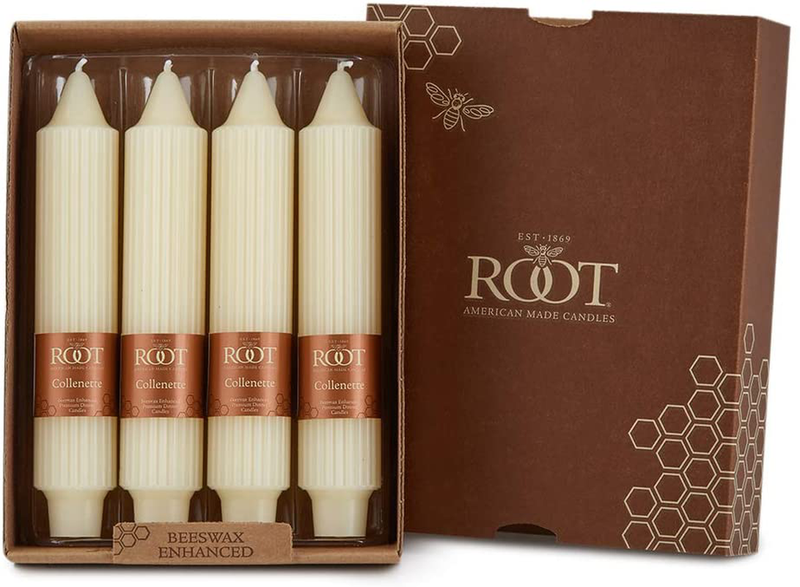 Root Unscented Grecian Collenettes Dinner Candles, 7-Inch Tall, Box of 4, Ivory Home & Garden > Decor > Home Fragrances > Candles Root Default Title  