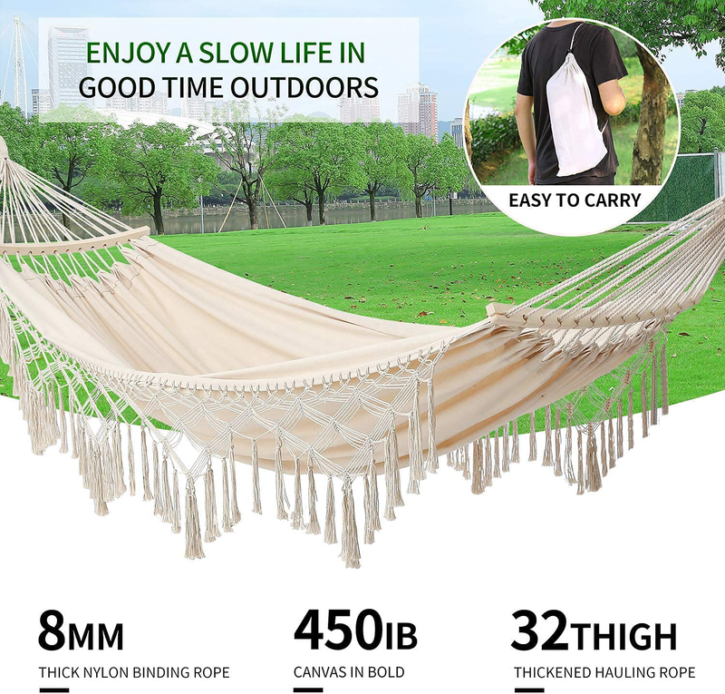 Leize Double Hammock Portable Hammock Heavy Duty Outdoor Double Hammock for Patio Yard Beach Or Indoor with Carrying Case