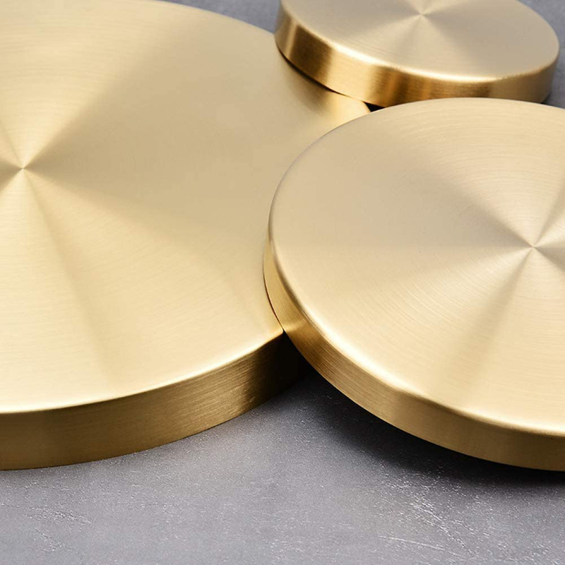 Decorative Round Tray Plate, Gold Jewelry Dish, Makeup Tray Organizer for Vanity, Bathroom, Dresser, Serving Tray for Drink, Breakfast, Tea, Dinner, Beautiful Metal Stainless Steel Tray (S-5 inch) Home & Garden > Decor > Decorative Trays MissionMatch   