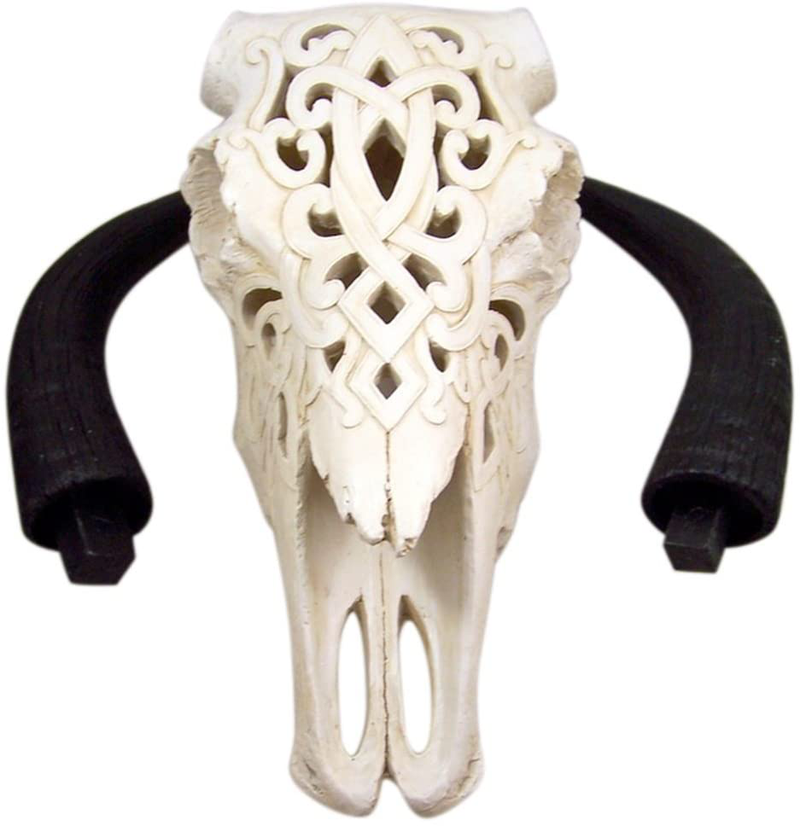 Home Originality White Tribal Engraved Steer Skull Wall Hanging Sculpture, 19 Inch Home & Garden > Decor > Artwork > Sculptures & Statues Home Originality   