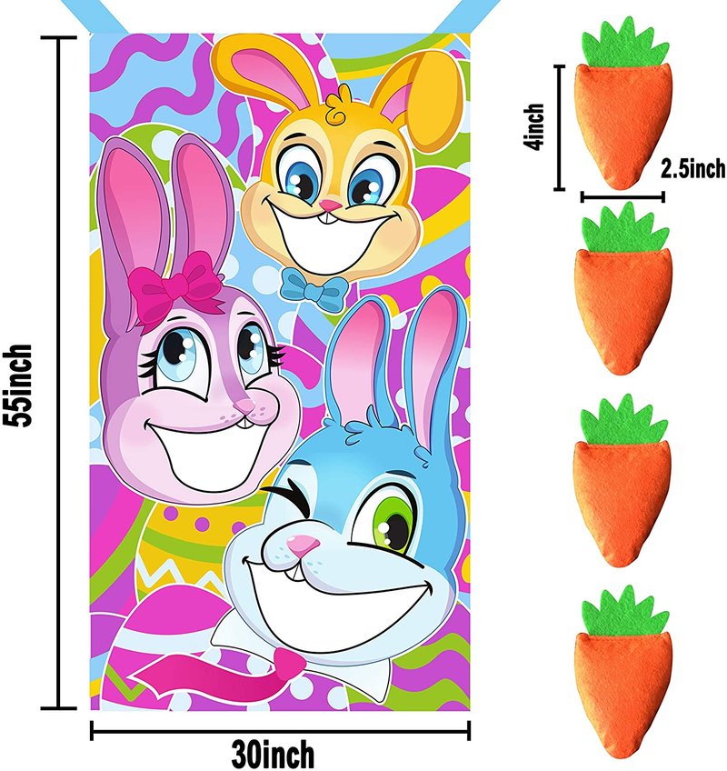 JOYIN Easter-Themed Bunnies Family Toss Game with 4 Carrot Design Bean Bags Party Favor Supplies, Games Pack and Decoration in Easter for Kids Home & Garden > Decor > Seasonal & Holiday Decorations JOYIN   