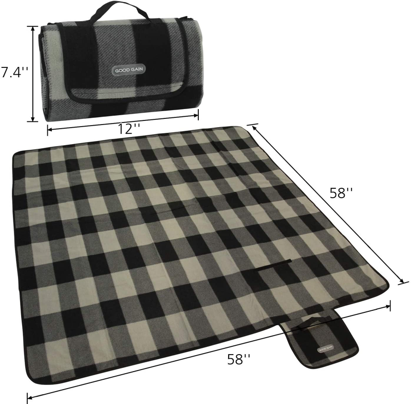 Good Gain Extra Large Picnic Blanket Tote for Outdoor Camping on Grass, Comfortable Premium Fleece Picnic Mat with Waterproof and Sandproof Backing, Lightweight Foldable Beach Mat with Handle Home & Garden > Lawn & Garden > Outdoor Living > Outdoor Blankets > Picnic Blankets Good Gain   