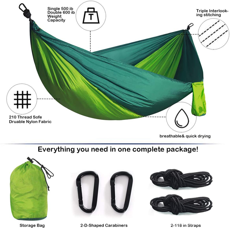 Double& Single Camping Hammock Nylon Portable Parachute Lightweight for Backyard, Hiking, Beach Home & Garden > Lawn & Garden > Outdoor Living > Hammocks ROYALTY   