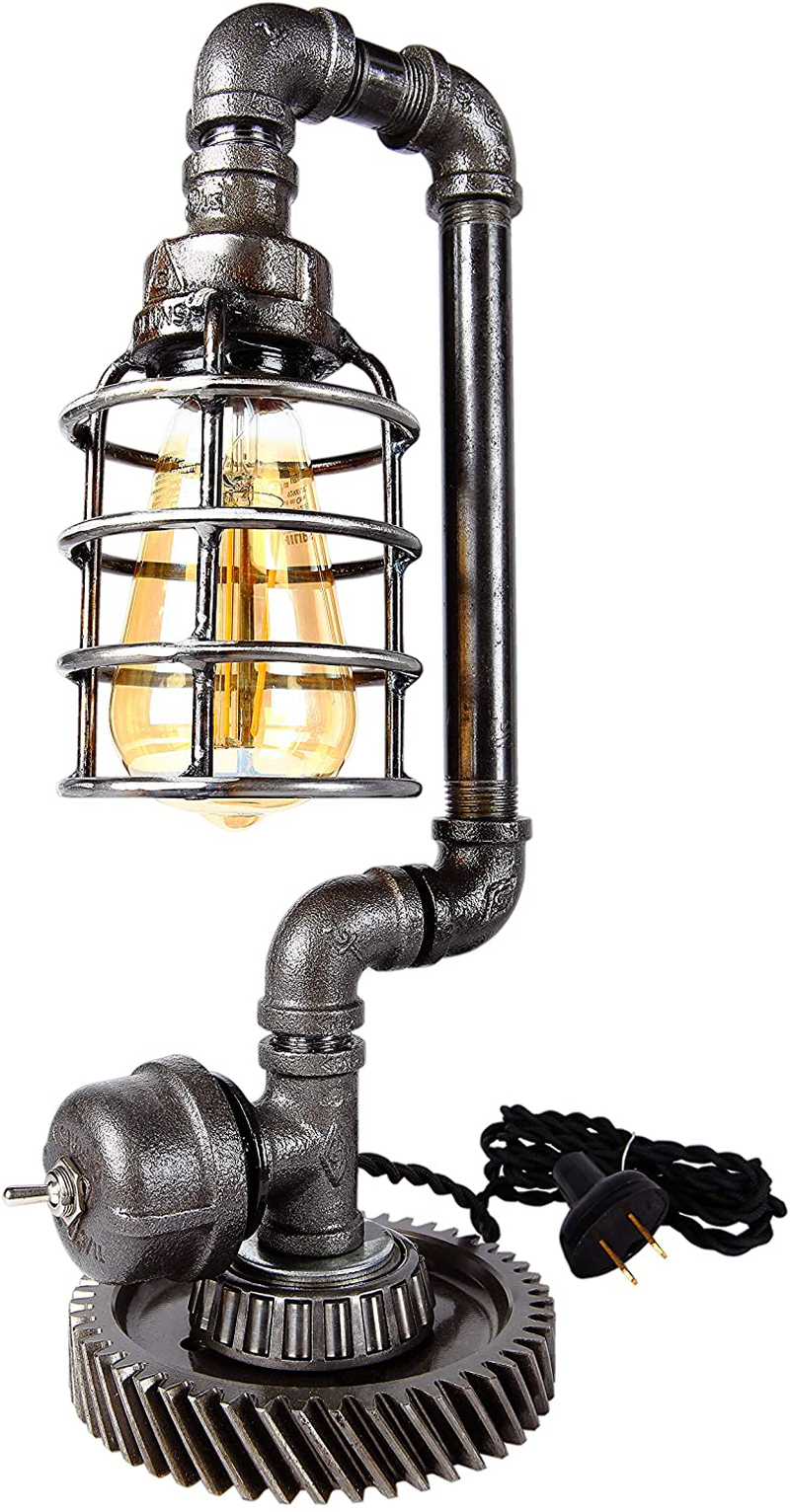 Savage Metal - Rustic Industrial Edison Steampunk Lamp with Switch - Vintage Antique Home Decor - Ideal for Bedrooms, Living Rooms, Bedside Tables, Nightstand, Desks - Accent Lighting Home & Garden > Decor > Seasonal & Holiday Decorations Savage Metal Default Title  