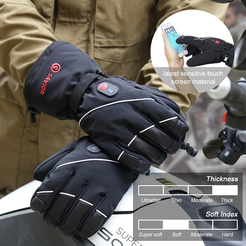 Savior Heated Gloves for Men Women, Rechargeable Electric Heated Gloves ,Heated Skiing Gloves and Snowboarding Gloves