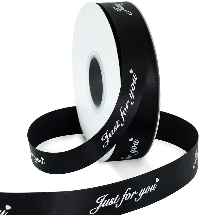 TONIFUL 1 Inch x 50 Yards Black I Love You Printed Satin Ribbon for Valentine's Day Gift Wrapping Wedding Birthday Holiday Party Decoration Floral Cake DIY Craft Bow Making Home & Garden > Decor > Seasonal & Holiday Decorations& Garden > Decor > Seasonal & Holiday Decorations TONIFUL JUST-black  