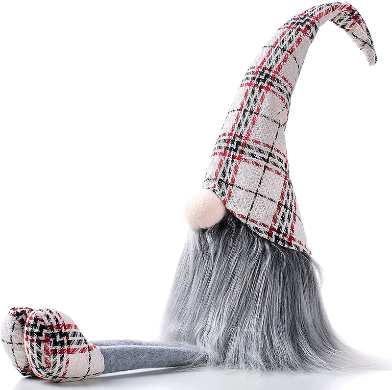 Gnome Christmas Decorations,Plush Plaid Tomte with Long Dangling Legs,Holiday Stuffed Doll Gifts to Kids & Women 16 in Home & Garden > Decor > Seasonal & Holiday Decorations& Garden > Decor > Seasonal & Holiday Decorations Senjie Gray Wool  