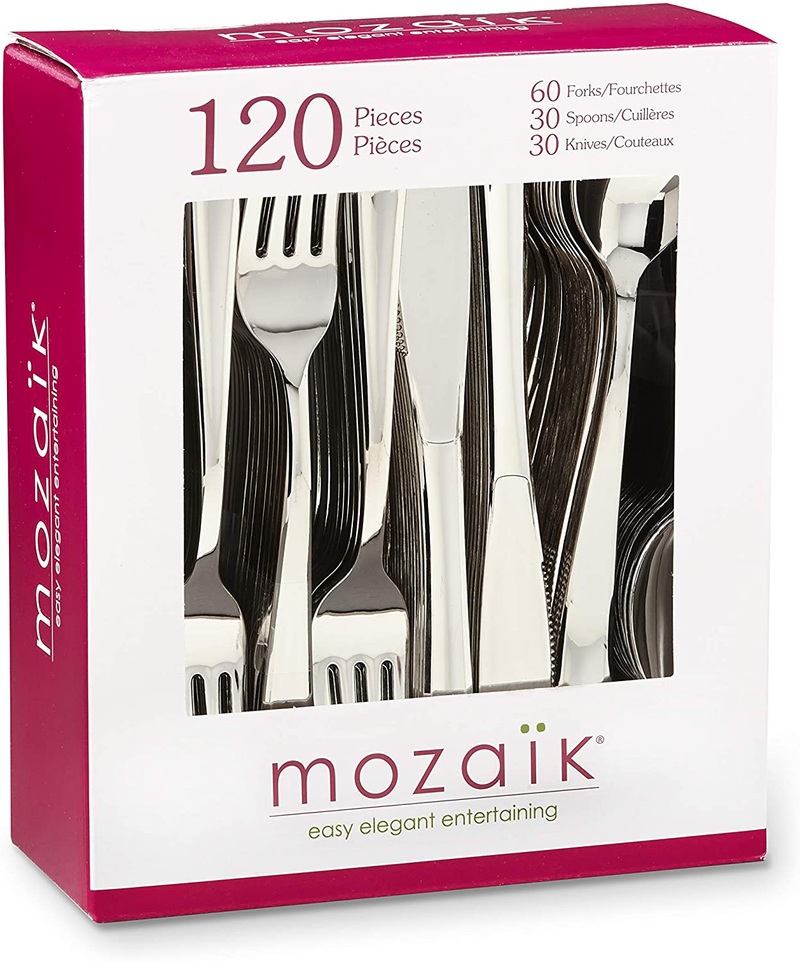 Mozaik Premium Plastic Hammered Stainless Steel Coated Assorted Cutlery, 120 pieces Home & Garden > Kitchen & Dining > Tableware > Flatware > Flatware Sets Mozaik Classic 120-Count Combo 