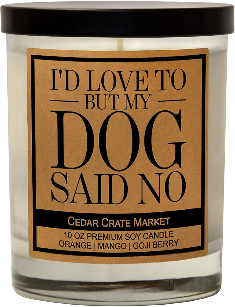 Funny Dog Candles Gifts for Women, Men, Dog Lovers, Pet Candle for Home, House, Dog Mom Gifts, Pet Mom, Fur Mamas, Dog Dads, Foster, Rescue, Adoption Pet Families (I'm Only Talking to My Dog Today) Home & Garden > Decor > Home Fragrances > Candles Cedar Crate Market I'd Love to But My Dog Said No  