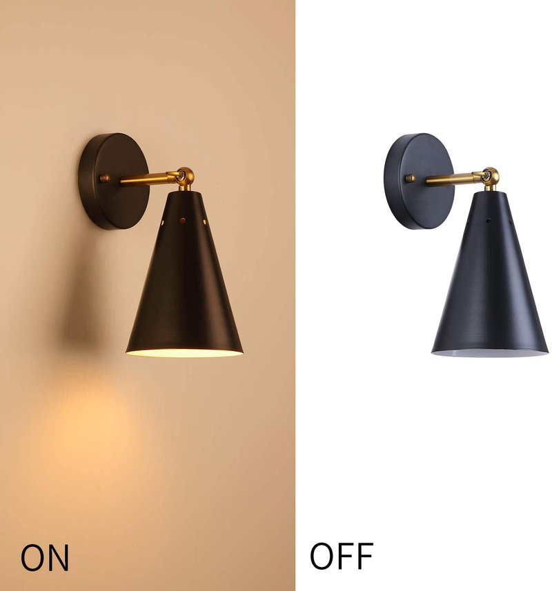 MWZ Modern Black Wall Sconces Lighting, 2 Pack Gold Rustic Wall Sconce Fixture Farmhouse Wall Lamp Simplicity Bronze Finish Arm Swing Industrial Wall Lights for Bedroom,Living Room,Reading,Kitchen Home & Garden > Lighting > Lighting Fixtures > Wall Light Fixtures KOL DEALS   